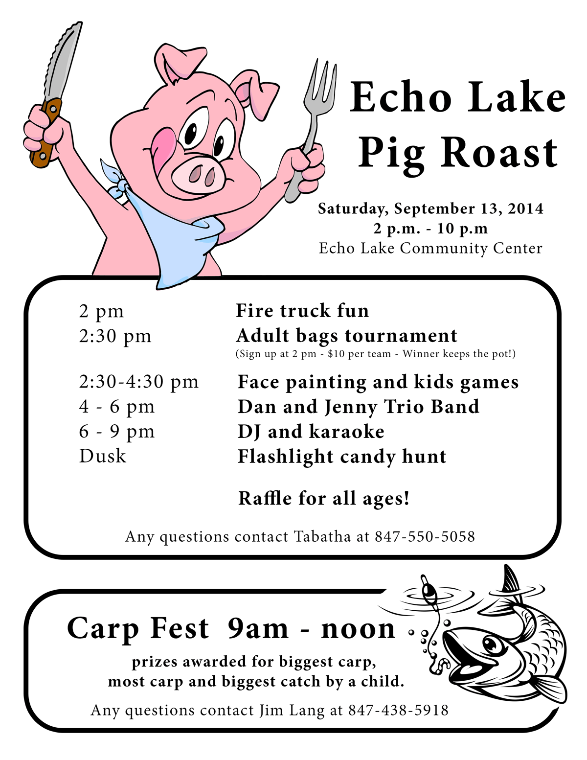 Echo Lake Pig Roast Flyer 2014